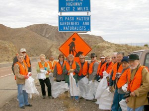 El Paso Master Gardeners and the Texas Master Naturalists Trans-Pecos Chapter collaborate to maintain a section of the Transmountain Road under the Texas Department of Transportation (TxDOT) Adopt-a-Highway Program.
