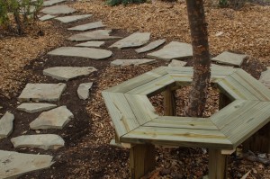 New stone walks and bench