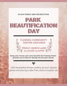 Flyer describing Elgin Park Beautification Day