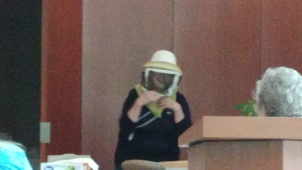 We played a game where you got points for things like trying on the beekeeping hat.