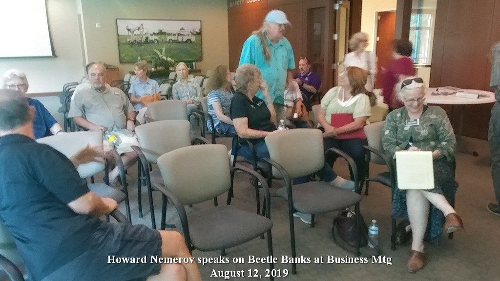 June 16. 2019 Howard Nemerov presents Beetle Banks at monthly meeting
