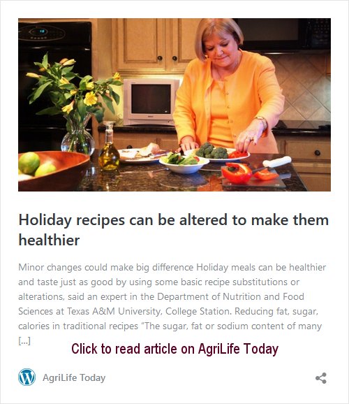 Holiday article on AgriLife Today