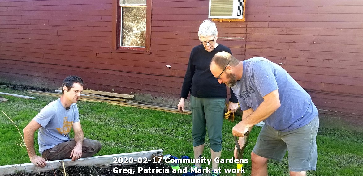 Community Gardens - Greg, Patricia dn Mark M at work