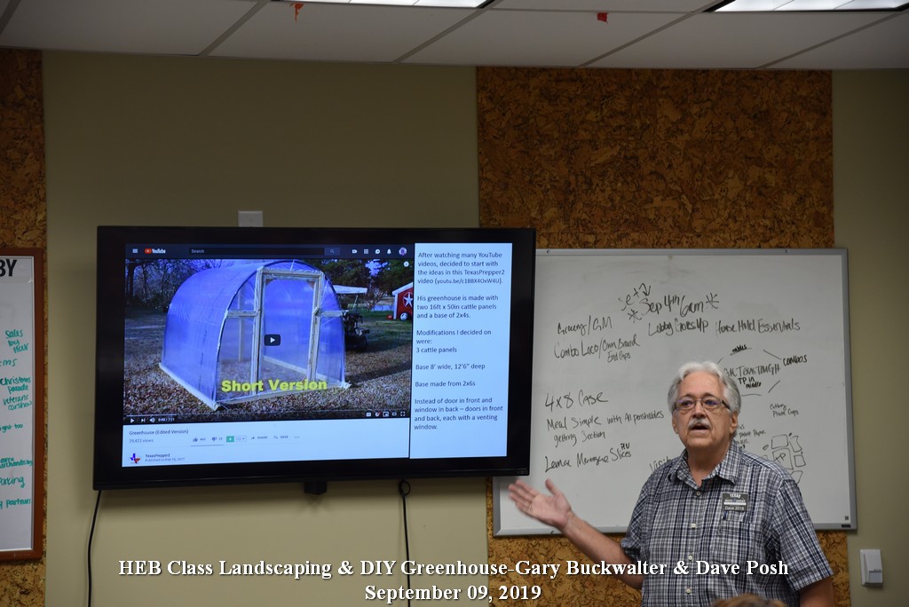 DIY Greenhouse by Dave Posh at HEB class 9-7-19
