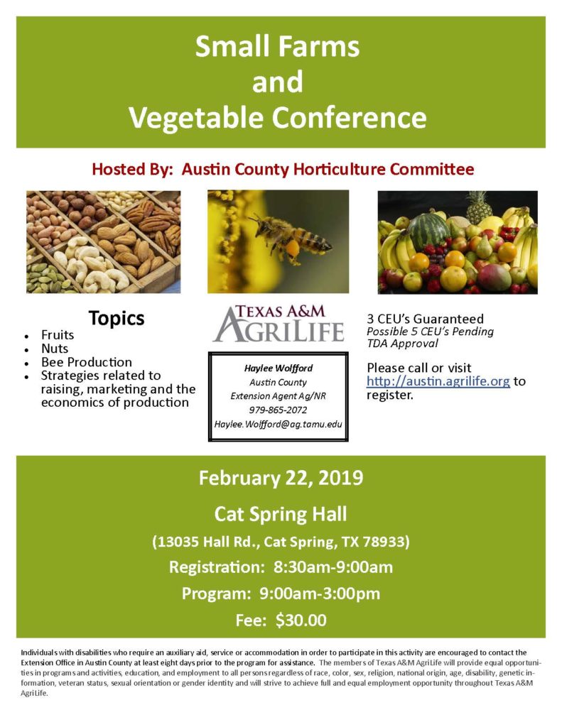 Small Farms & Vegetble Conference flier