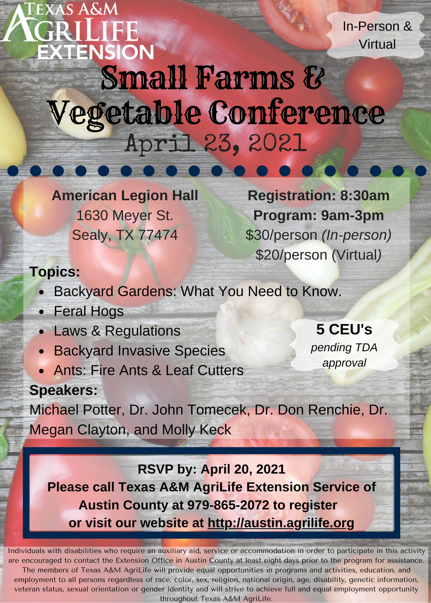 Small Farms & Vegetable Conference flyer
