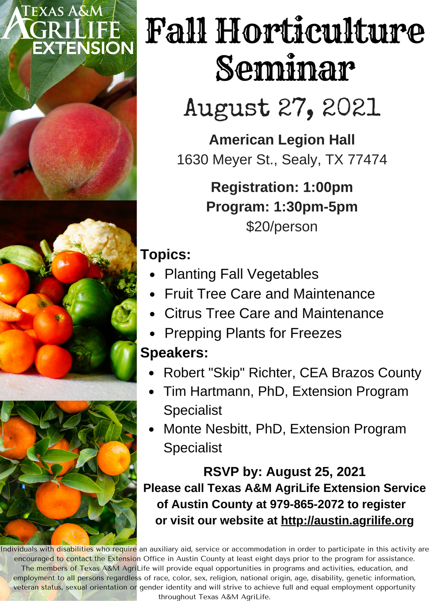 Fall Horticulture Seminar flyer
