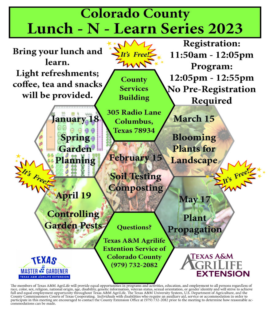 Flier for Colorado County Lunch-N-Learn Series 2023