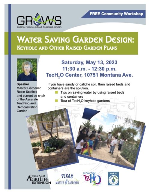 Flyer for GROWS Water-Saving Garden Designs event.