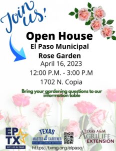 Flyer for Open House at El Paso Municipal Rose Garden