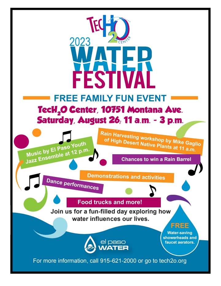 Fflyer for Aug 26 EP Water Festival at TecH2O Learning Center