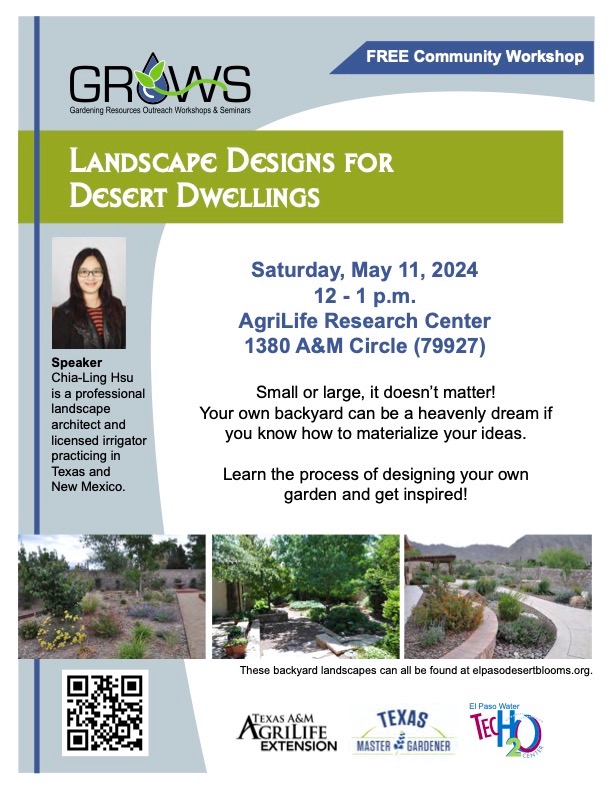 Flyer for May 2024 talk on landscape design.