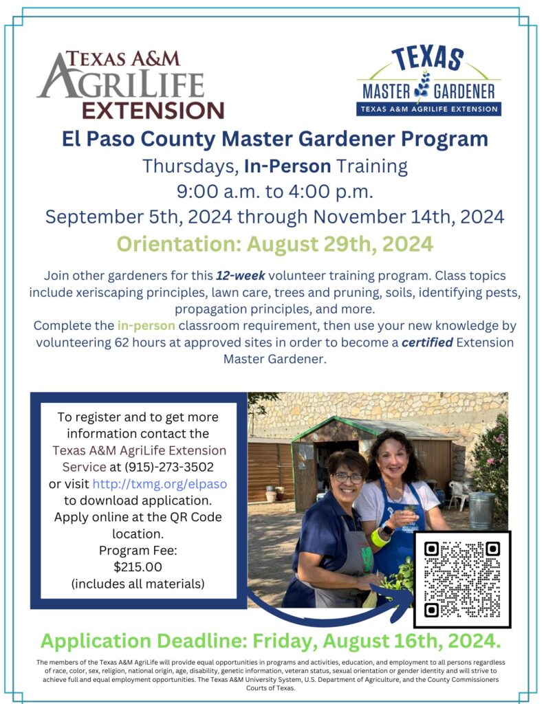 2024 El Paso Master Gardener Class flyer