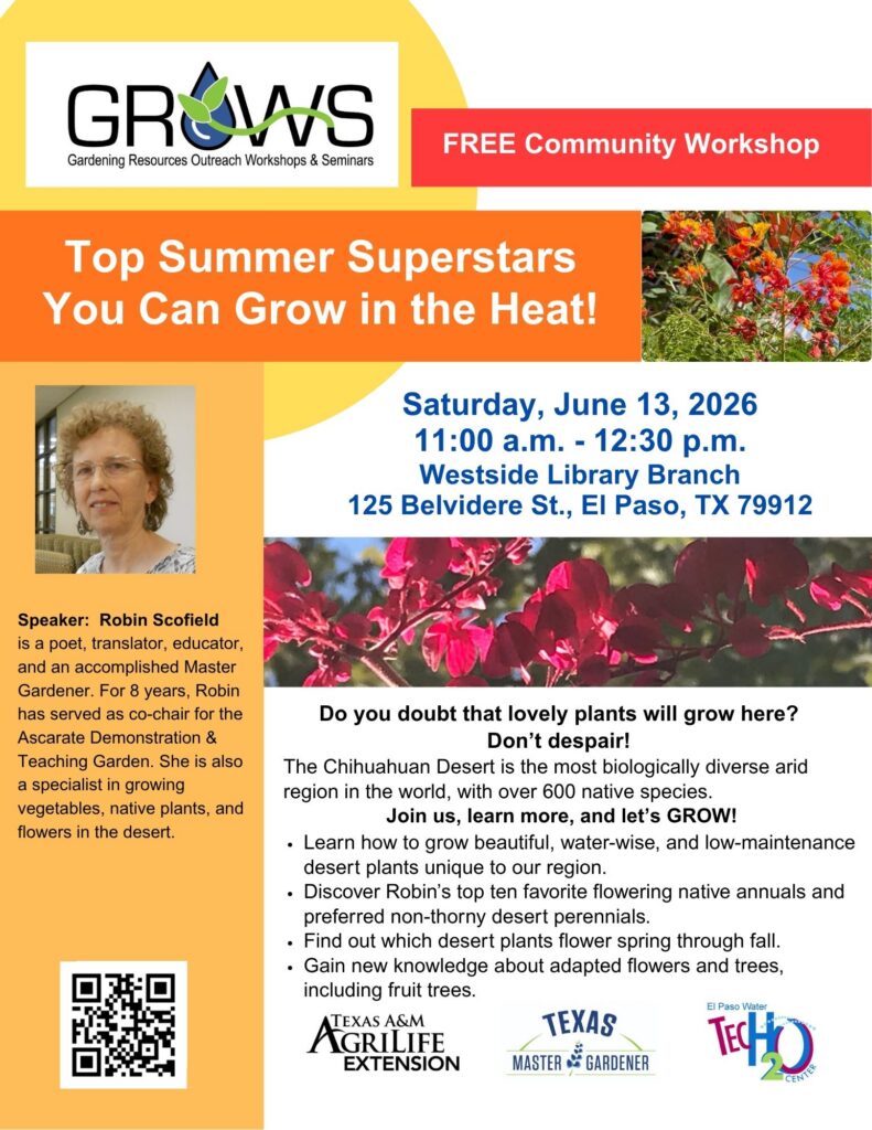 Flyer for June 2026 GROWS event on summer "superstar" plants.