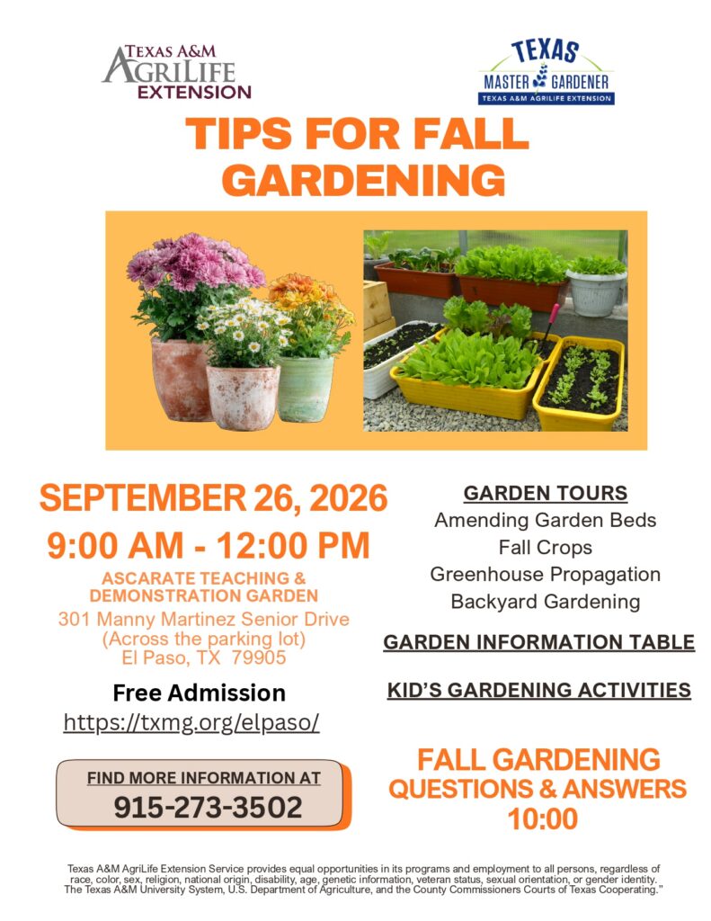 Flyer for Sept. 26 Tips for Fall Gardening event,