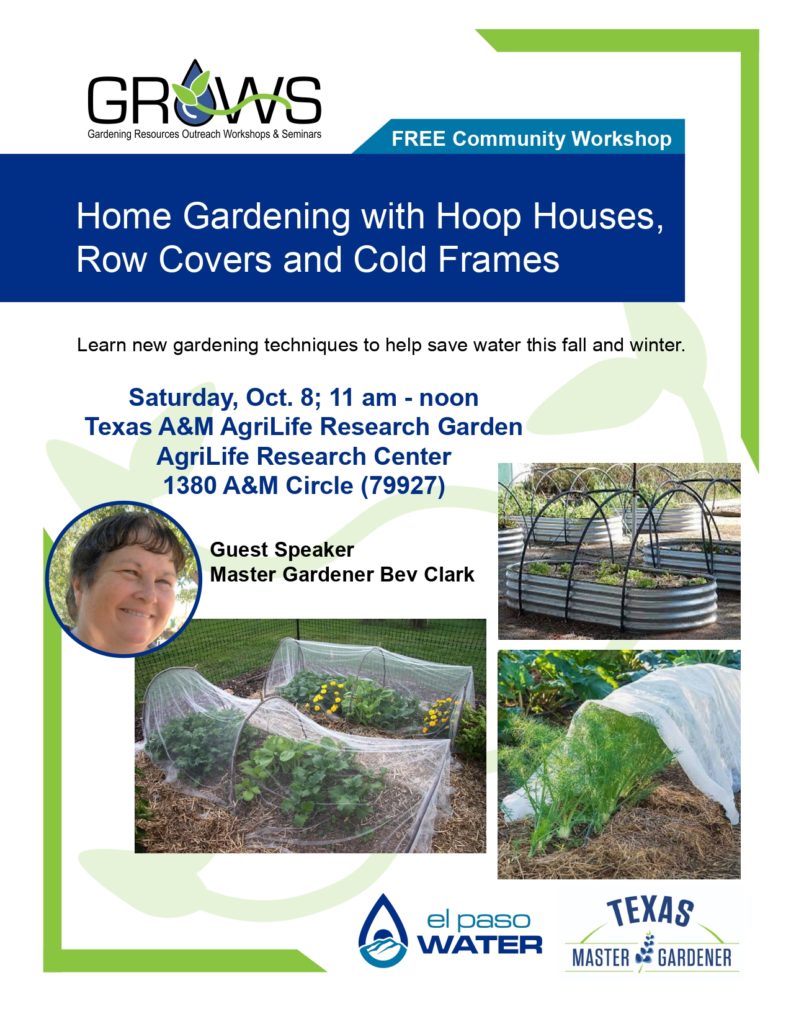 Flyer for Oct. 8 event: Home Gardening with Hoop Houses