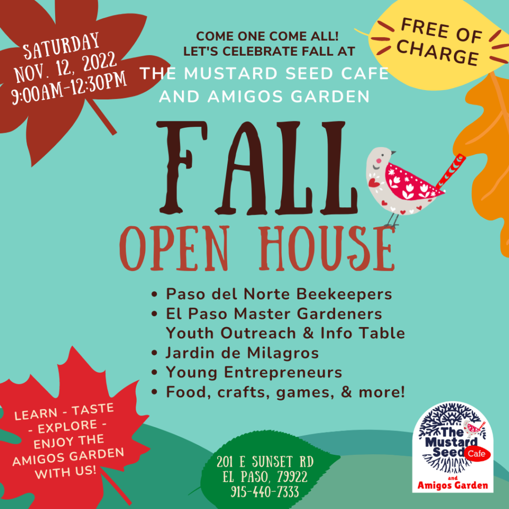 Flyer for Amigos Garden Fall 2022 Open House