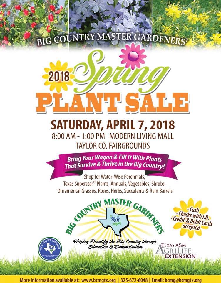 Taylor County Big Country Plant Sale 2018 Texas Master