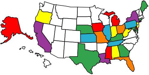 Map of States That Have EARTH-KIND® Trial Gardens