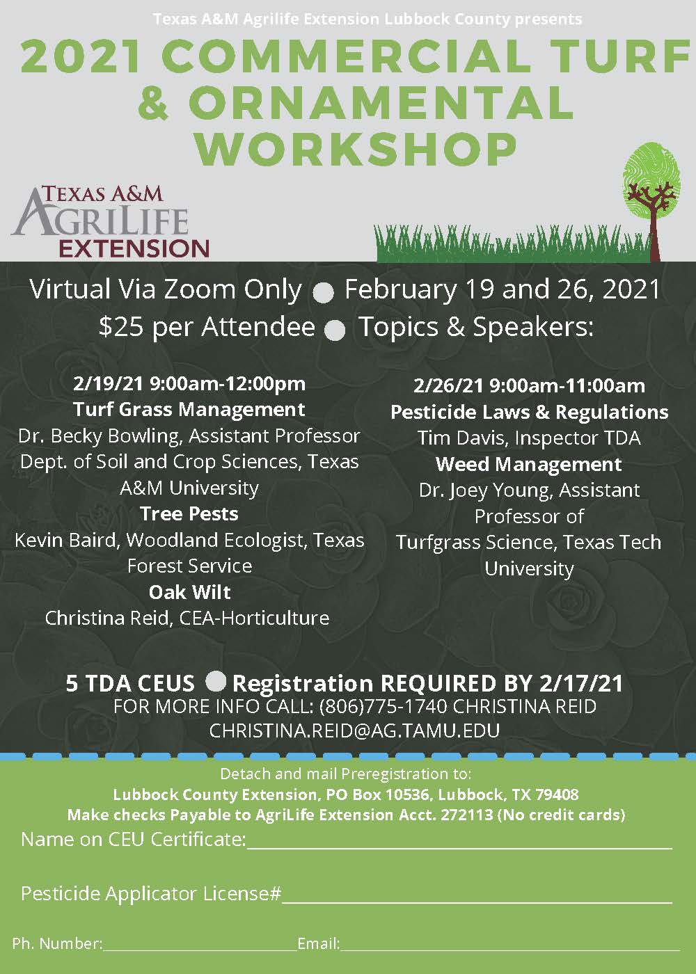 Flyer for turf workshop with information